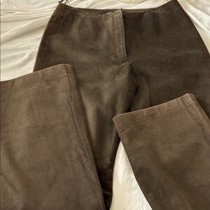 Sueded Real Leather Pants Mid Dusky Brown See Measurements 29 Waist 38 Hips